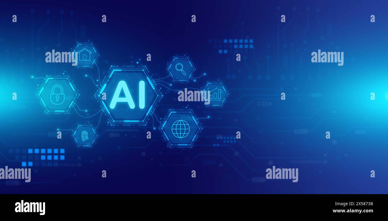 Intelligence artificielle ai auto-apprentissage améliorer le développement résolution de problèmes tâches de solution de la technologie future, ai puce informatique graphique cerveau moi Banque D'Images