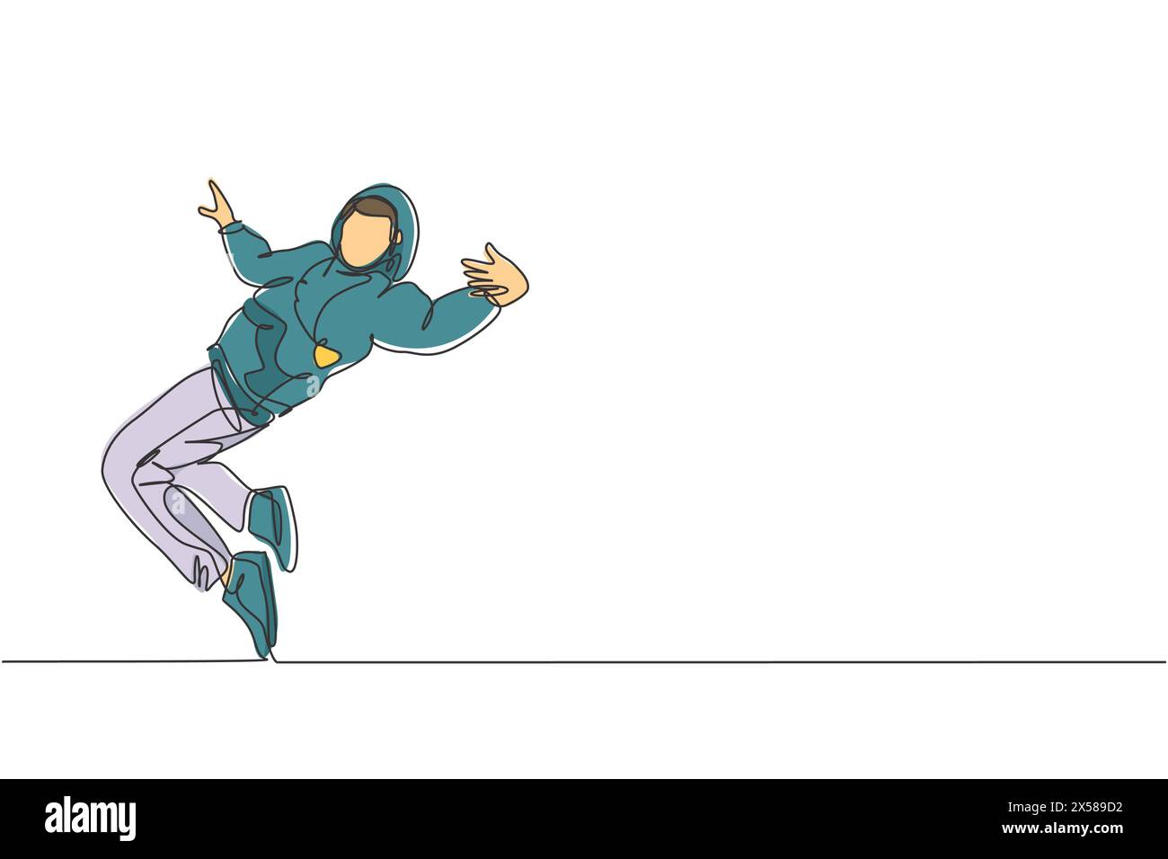 Dessin en ligne continue d'un jeune danseur de hip-hop énergique sur sweat à capuche pratique pause danse dans la rue. Concept de style de vie de génération urbaine. T Illustration de Vecteur Dessin en ligne continue d'un jeune danseur de hip-hop énergique sur sweat à capuche pratique pause danse dans la rue. Concept de style de vie de génération urbaine. T Illustration de Vecteur