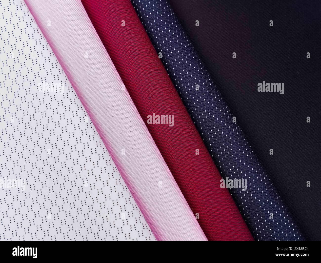 Photo de haute qualité de différents types de tissu textile. Pour l'industrie textile. Banque D'Images