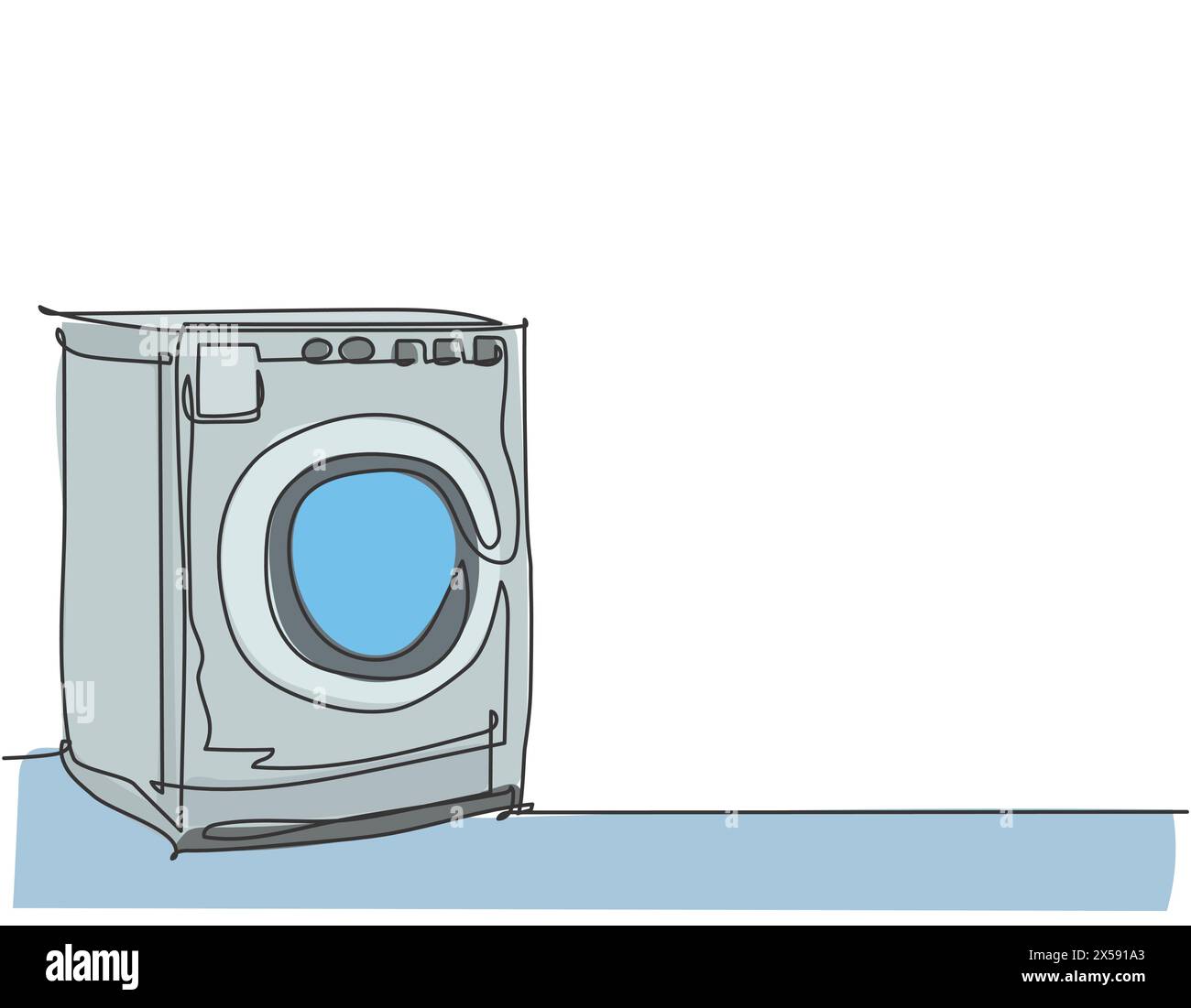 Dessin au trait continu unique d'ustensile ménager d'une machine à laver à porte avant. Concept d'appareil électroménager électronique. Motif design moderne à une ligne Illustration de Vecteur
