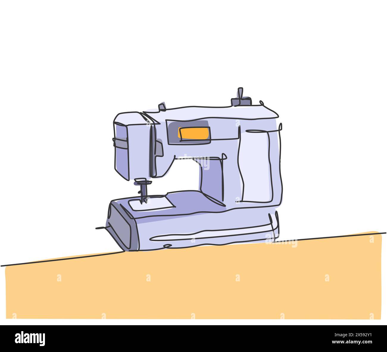Un dessin de ligne continue d'appareil électroménager électrique de machine à coudre. Concept de modèle de gadget domestique d'équipement sur mesure d'électricité. Tendance single l Illustration de Vecteur