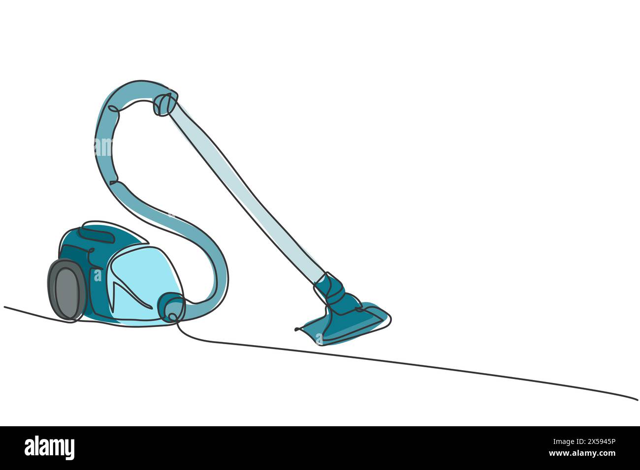 Un dessin au trait continu de l'appareil ménager d'aspirateur électrique. Concept de modèle d'outils ménagers de nettoyage de robot sans fil d'électricité. Tendance si Illustration de Vecteur