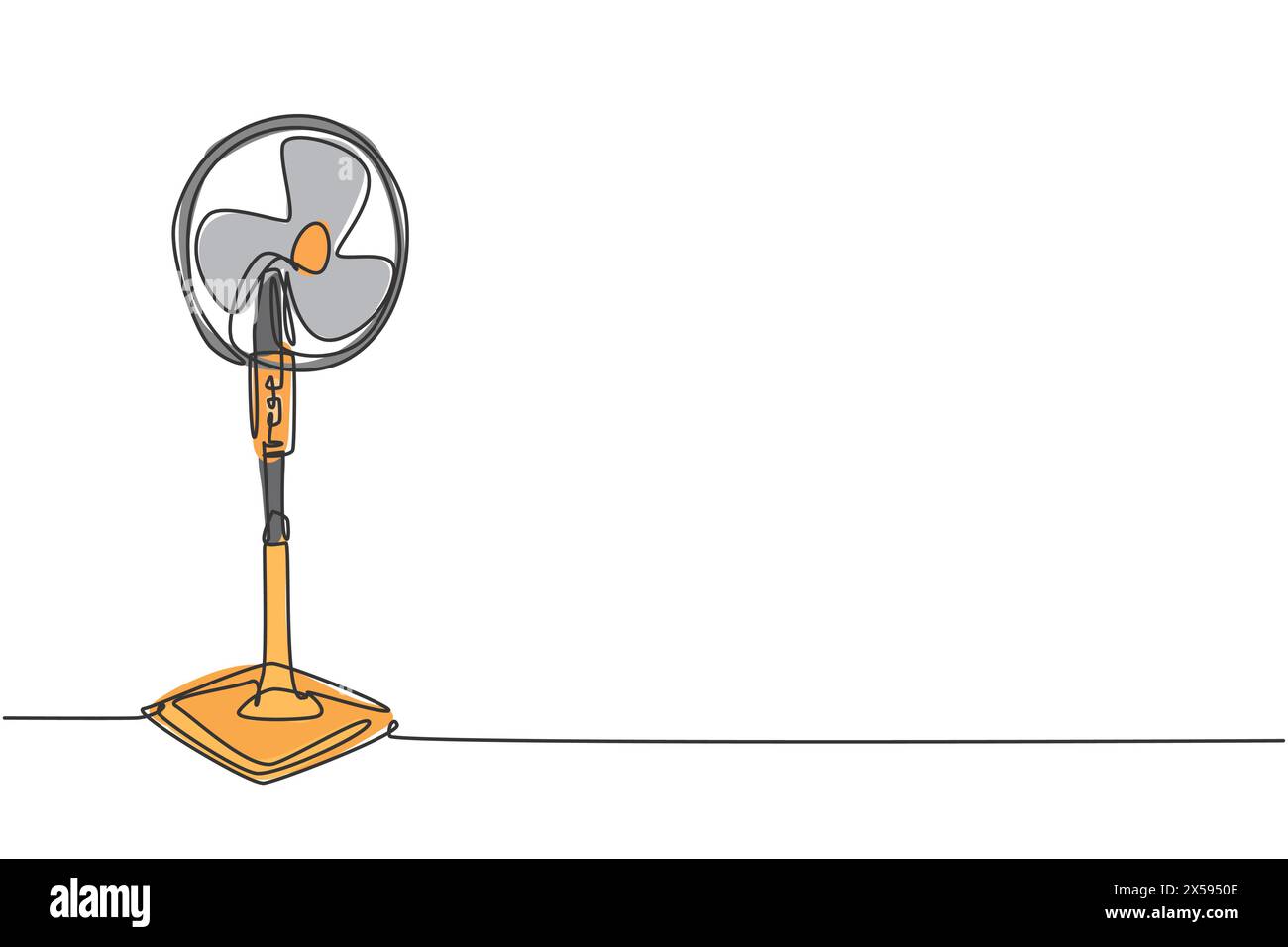 Un dessin en trait continu d'un appareil électroménager avec ventilateur soufflant debout. Concept de modèle d'outils ménagers de salon électrique. Ligne simple tendance Illustration de Vecteur