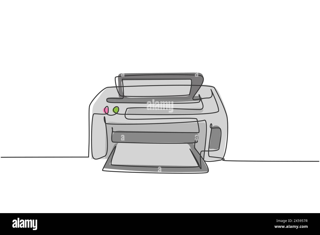 Un dessin au trait continu de l'imprimante à jet d'encre numérique pour les besoins d'impression de l'entreprise. Electricité petit concept d'outils d'équipement de bureau. Ligne simple tendance Illustration de Vecteur