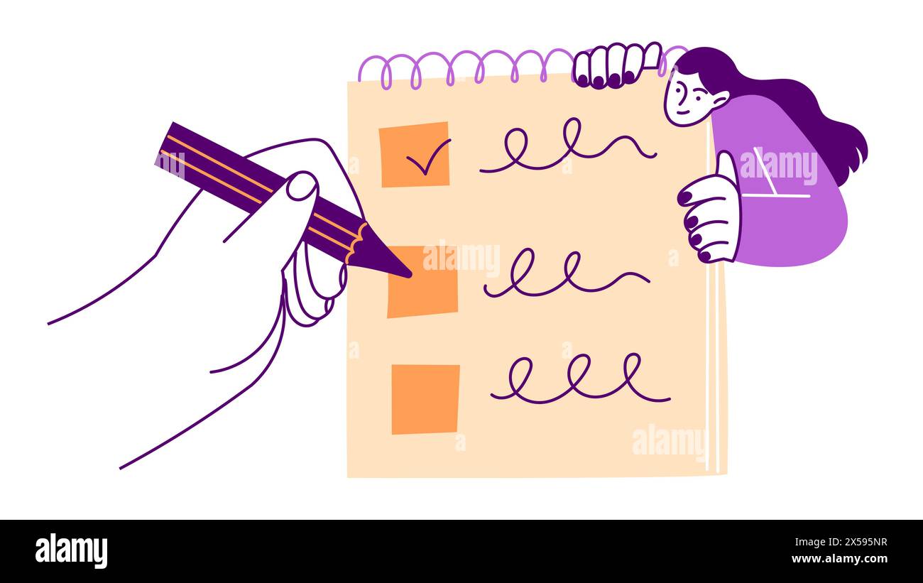 Prendre Note Image écrire dans un cahier Banque d'images vectorielles - Alamy