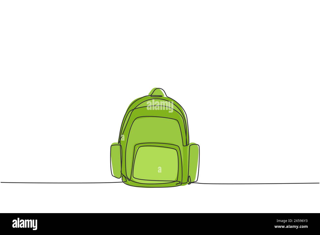 Dessin simple d'une ligne de sac d'école pour l'élève de la maternelle. Retour à l'école minimaliste, concept d'éducation. Conception de style de dessin de ligne simple et continue Illustration de Vecteur