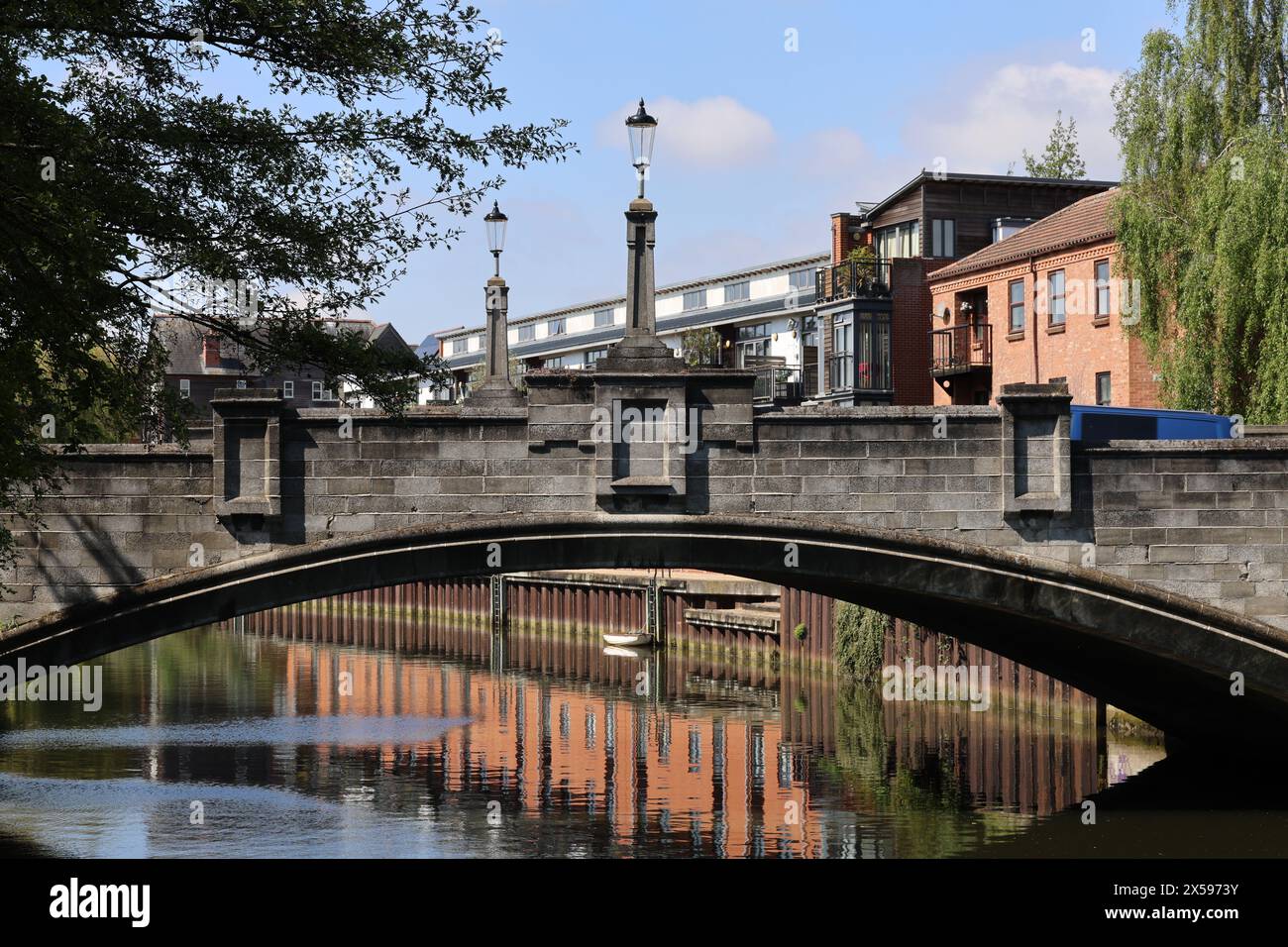 Whitefriars Bridge sur la rivière Wensum près de St James Mill, Norwich, Norfolk, Angleterre, Royaume-Uni Banque D'Images