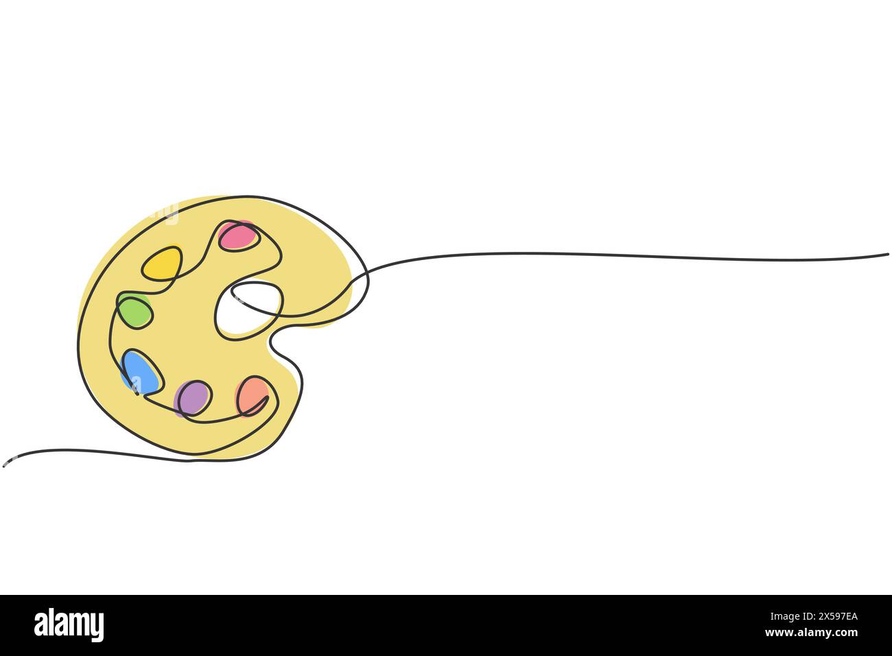 Dessin continu d'une ligne de la palette de couleurs avec de la peinture à l'huile. Retour à l'école concept de minimalisme dessiné à la main. Dessin d'une seule ligne pour l'éducation artistique v Illustration de Vecteur