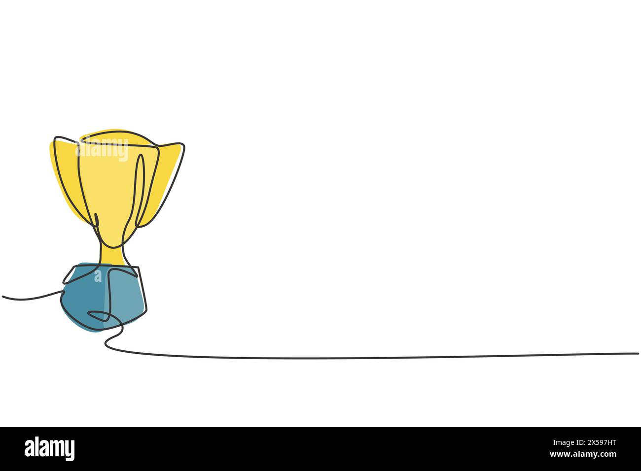 Simple dessin d'une ligne du champion du trophée dans la classe. Récompense pour l'étudiant le plus intelligent. Retour à l'école minimaliste, concept d'éducation. Continu simple l Illustration de Vecteur