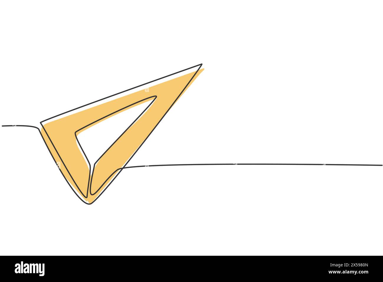 Règle triangulaire inoxydable à dessin continu d'une ligne. Outil de mesure pour mesurer la longueur. Retour à l'école main dessinée concept minimal. Dessin d'une seule ligne Illustration de Vecteur