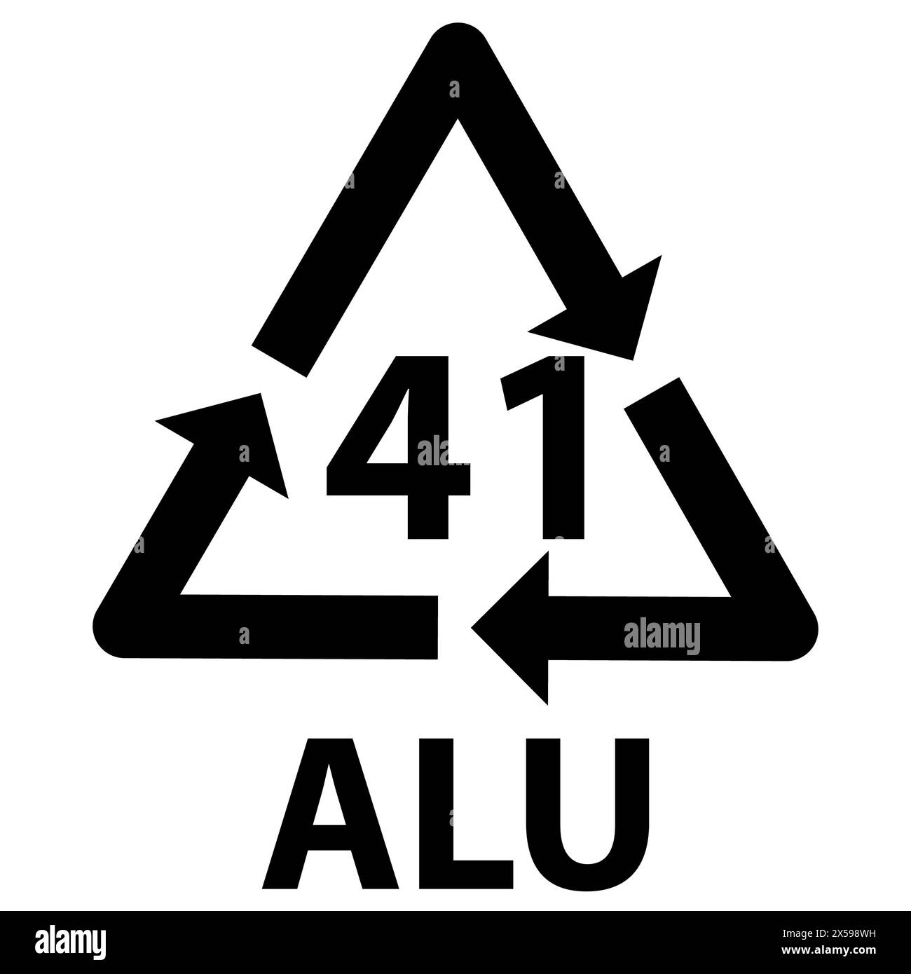 Symbole de recyclage de l'aluminium icône ALU 41. Code de recyclage des métaux ALU 41 signe. style plat. Banque D'Images