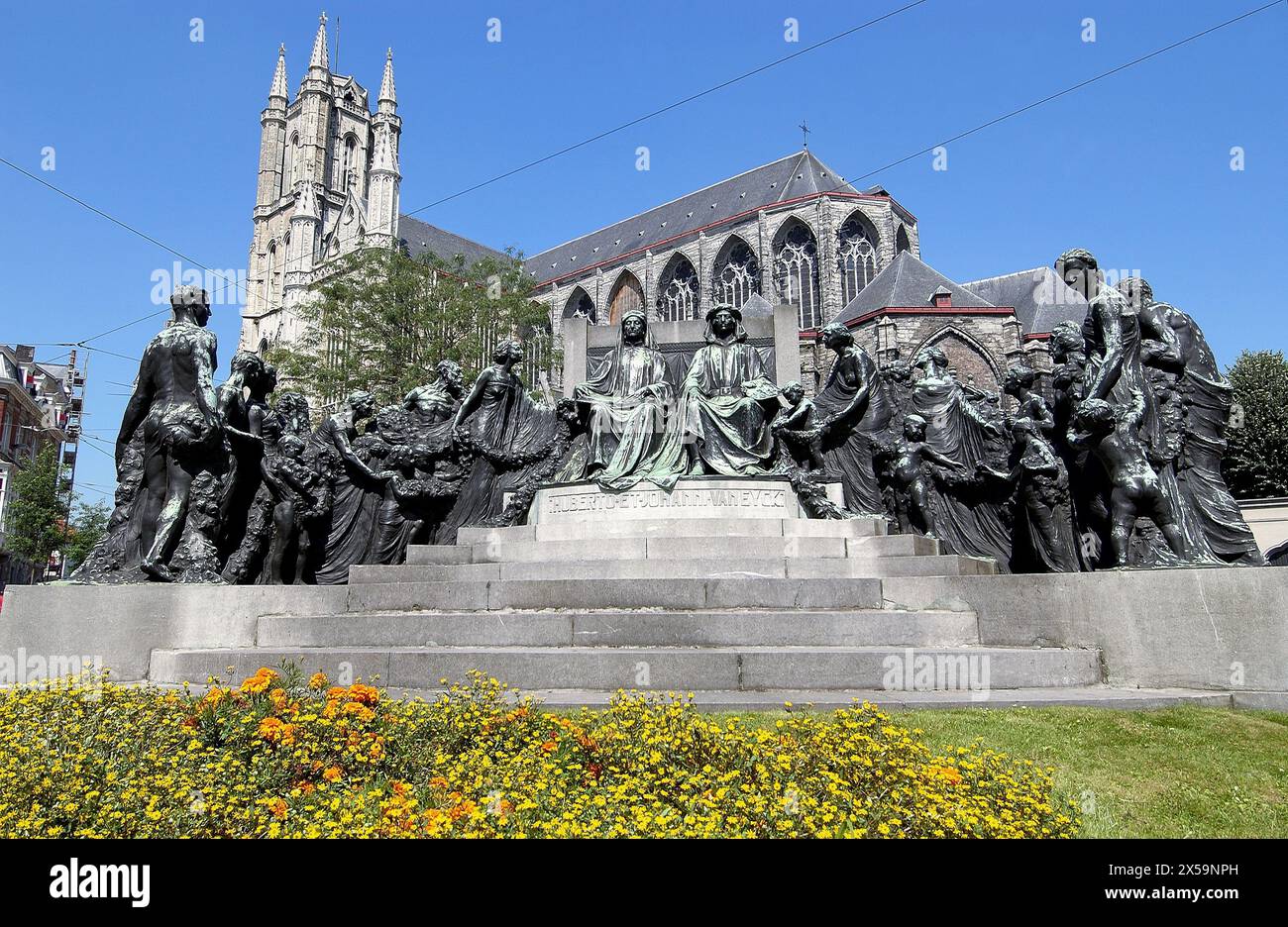 Cathédrale Saint Bavon (Vrijdagsmarkt). Gand. Flandre orientale, Belgique Banque D'Images