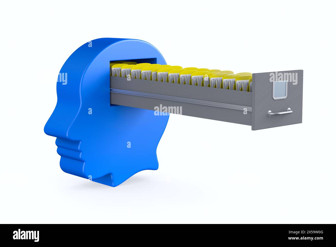 Tête bleue sur fond blanc. Illustration 3D isolée Banque D'Images