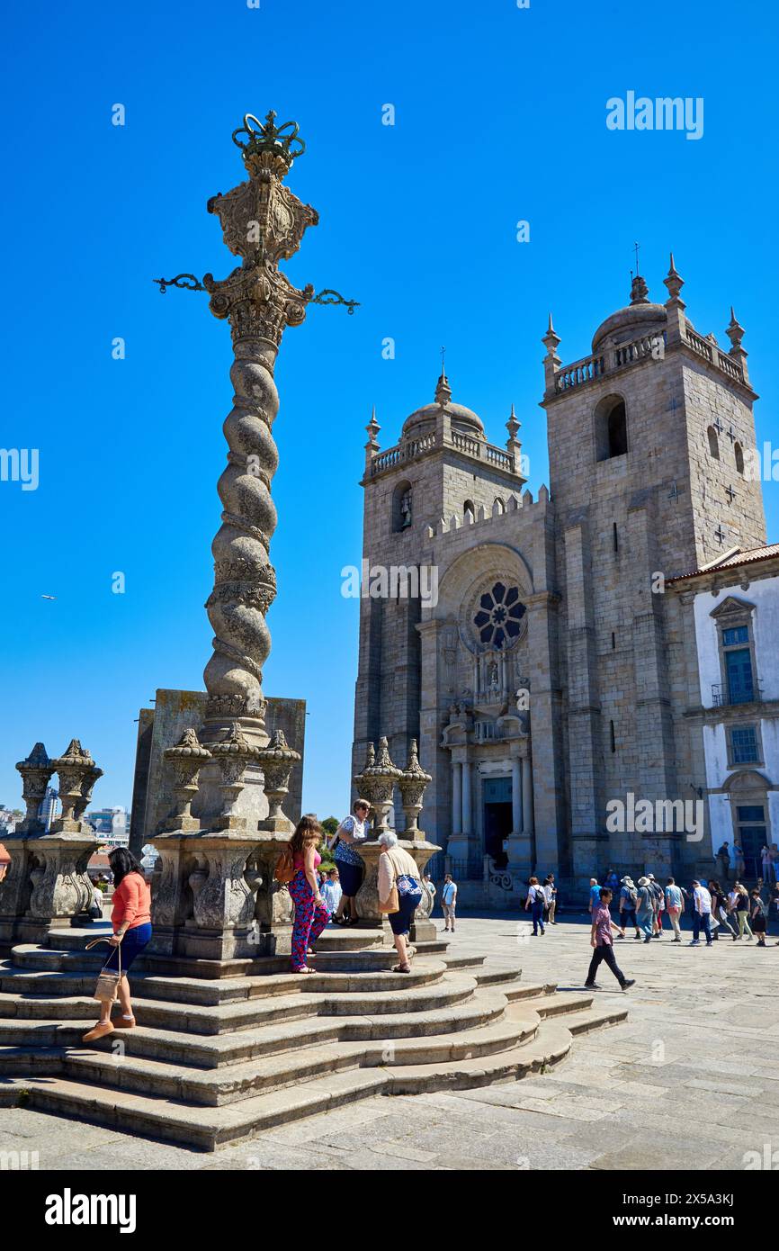 Cathédrale Se, Place Pelourinho, Oreiller De Porto, Porto, Portugal Banque D'Images