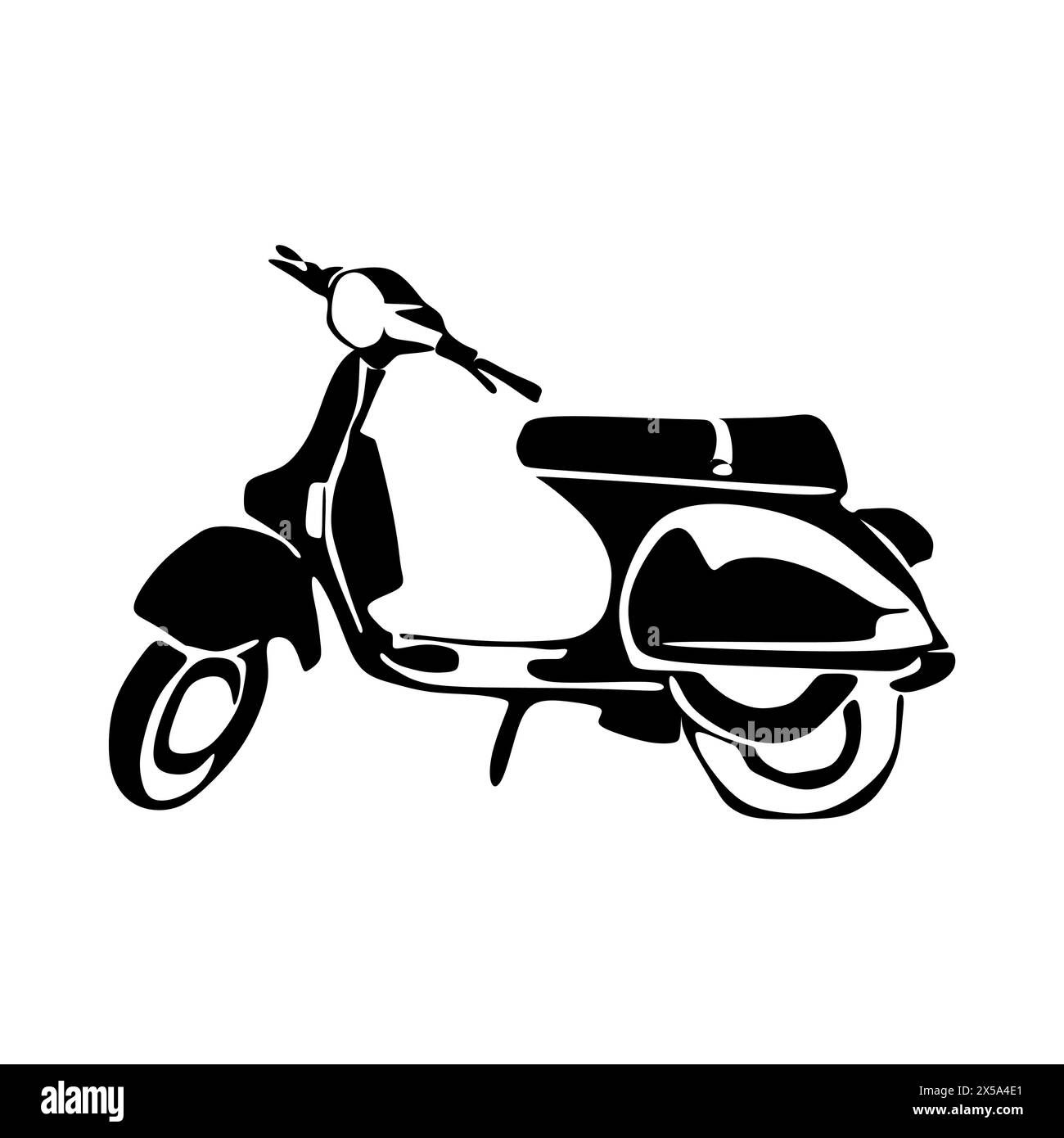 Silhouette scooter italien de l'Italie, conception d'illustration d'icône vectorielle isolé sur fond blanc. Illustration de Vecteur