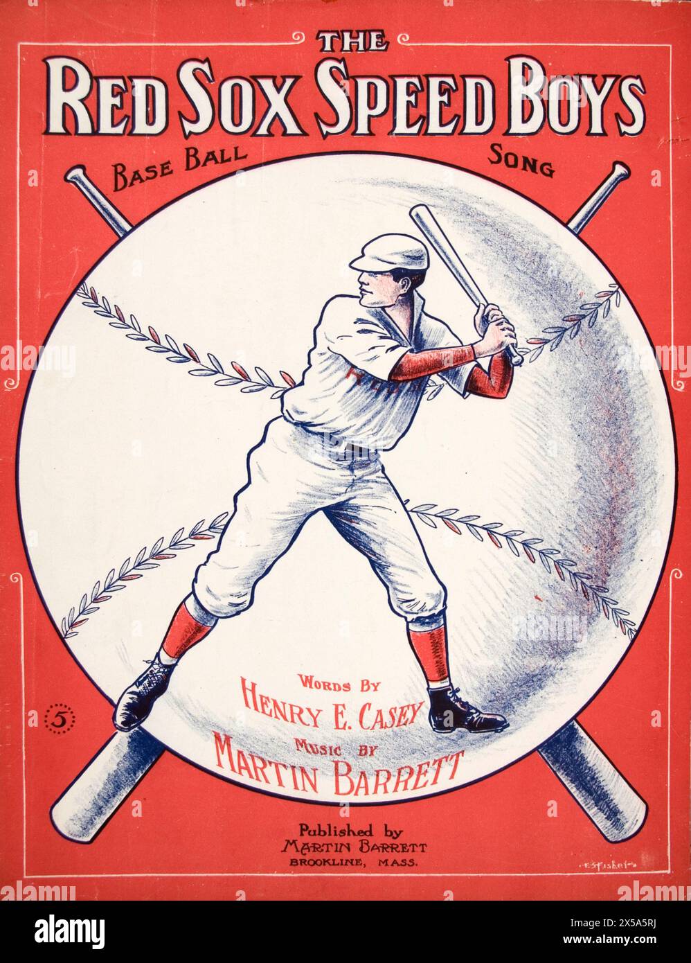 'The Red Sox Speed Boys', chanson de baseball, mots de Henry Casey, musique de Martin Barrett. Pochette de musique en feuille américaine vintage. vers 1900 Banque D'Images