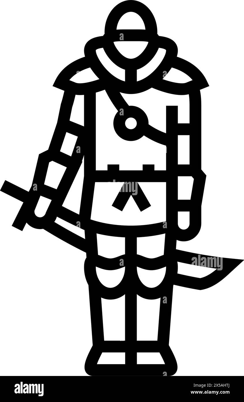 illustration vectorielle d'icône de ligne cyberpunk de samouraï de rue Illustration de Vecteur