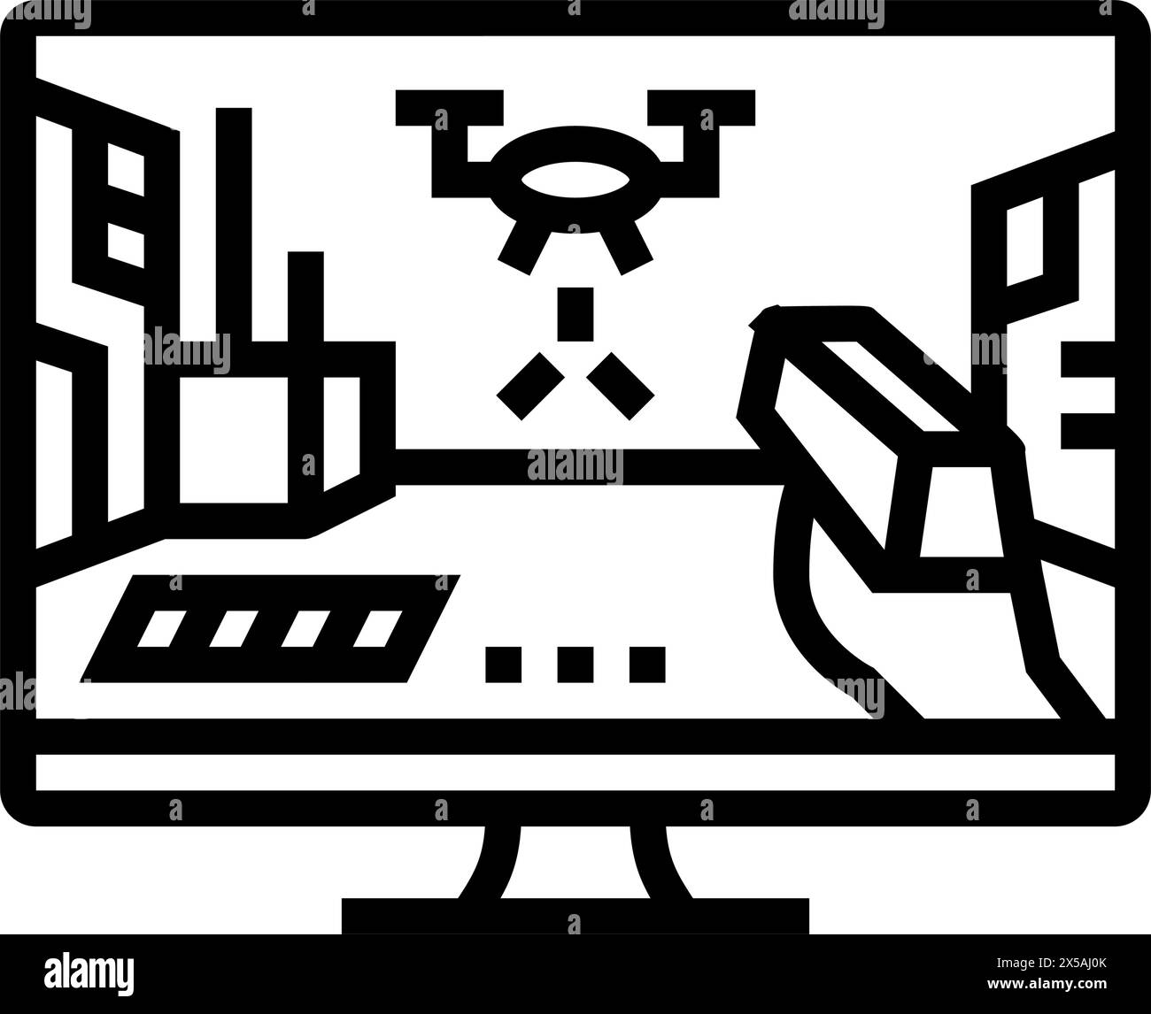 illustration vectorielle d'icône de ligne de jeu cyberpunk Illustration de Vecteur