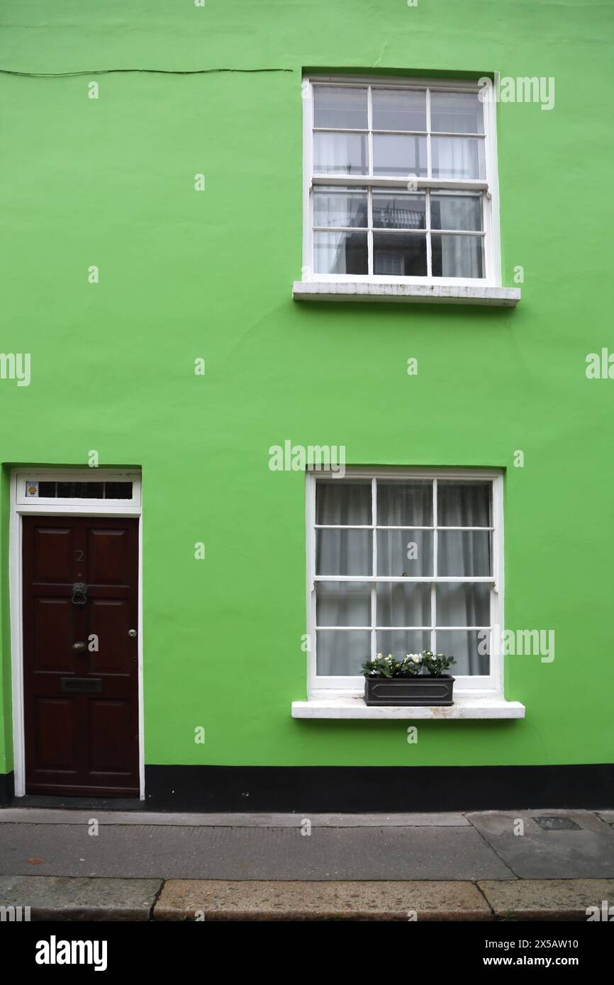 Painted Green Terraced House Stewarts Grove Chelsea SW3 Londres Angleterre Banque D'Images