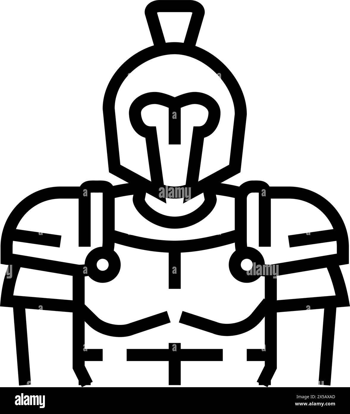 illustration vectorielle d'icône de ligne grecque romaine de soldat de gladiateur Illustration de Vecteur