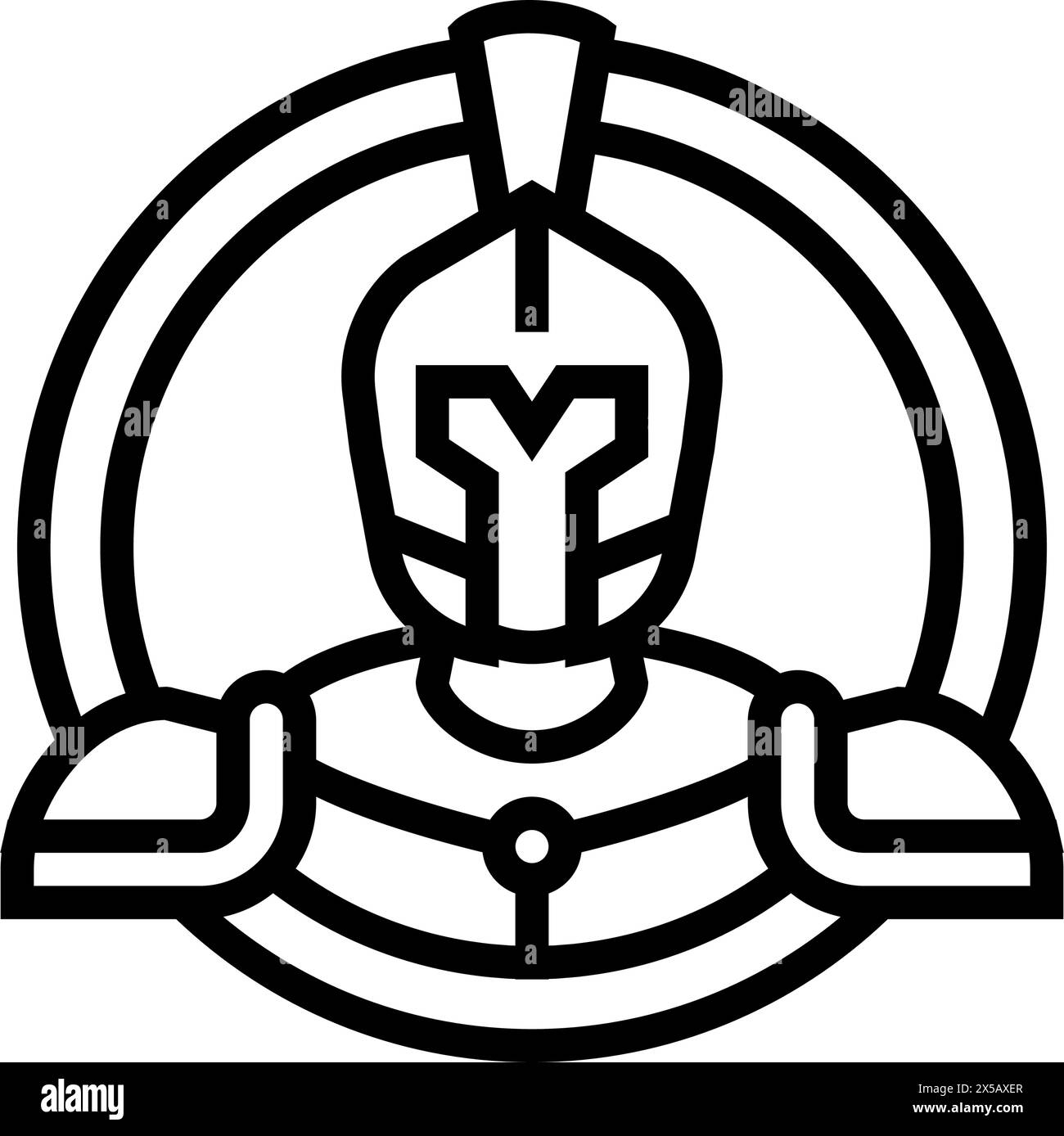 badge sparta warrior line illustration vectorielle Illustration de Vecteur