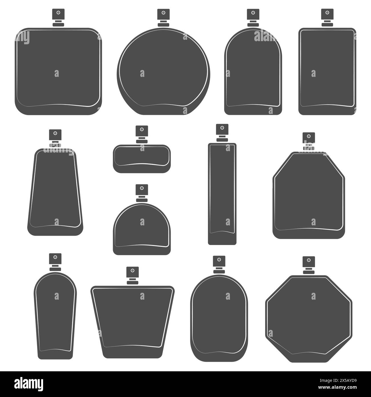 Ensemble d'illustration noir et blanc avec bouteille de spray de parfum. Objet vectoriel isolé sur fond blanc. Illustration de Vecteur