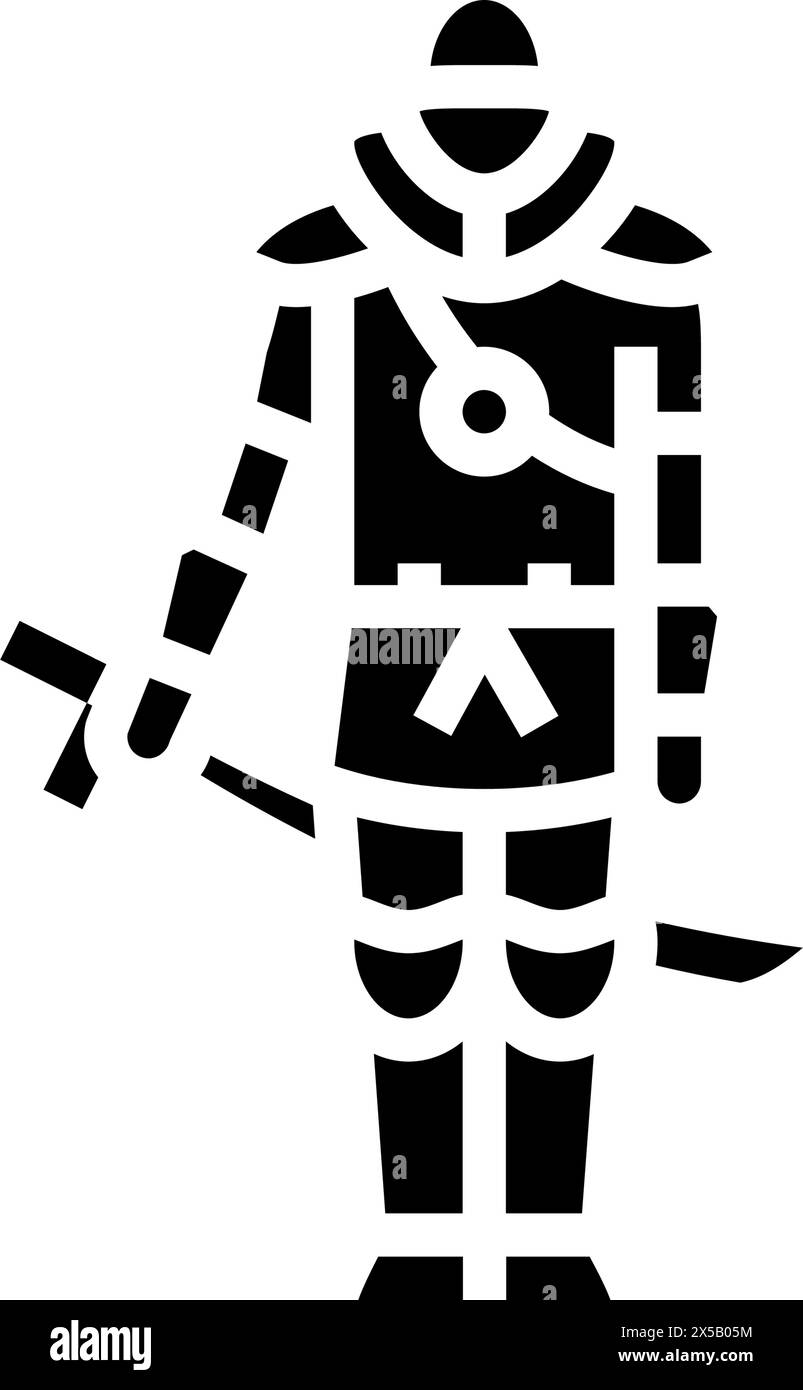 illustration vectorielle d'icône de glyphe cyberpunk de samouraï de rue Illustration de Vecteur