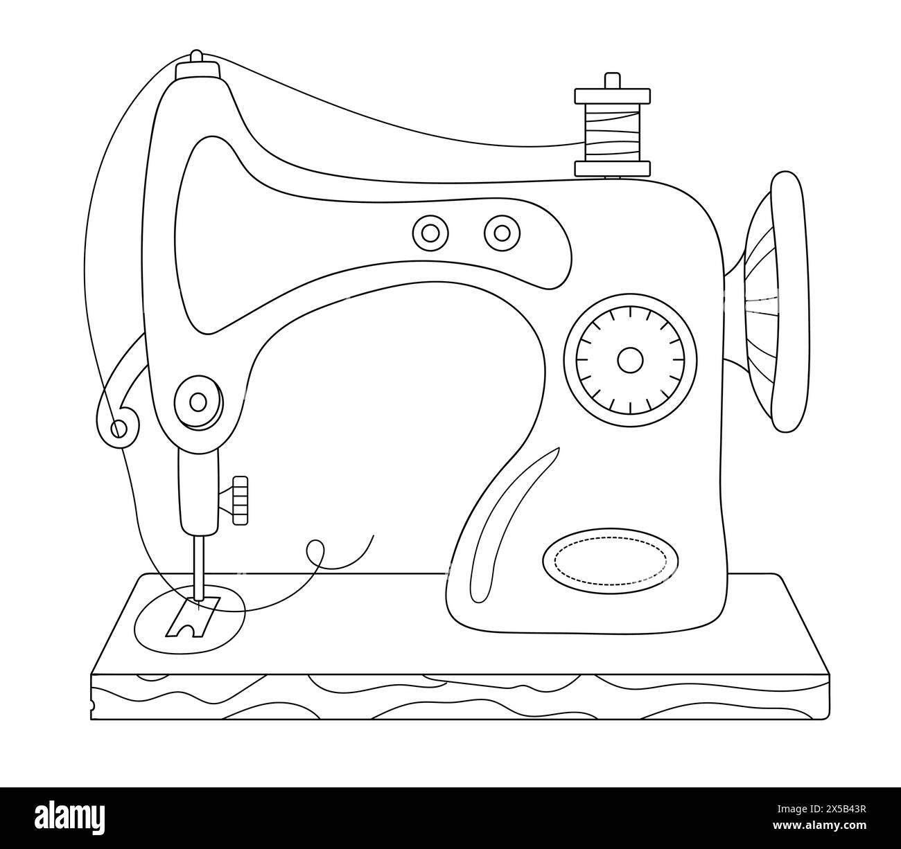 Coloriage, machine à coudre, livre de coloriage pour adultes et enfants dépeignez mon image Illustration de Vecteur