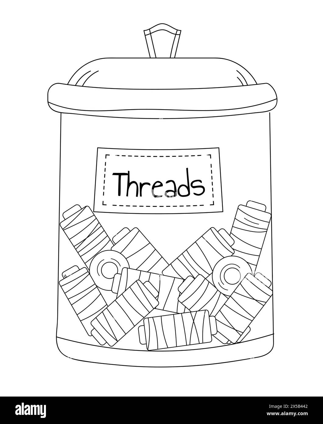 Livre de coloriage pour adultes et enfants. JAR avec threads Illustration de Vecteur