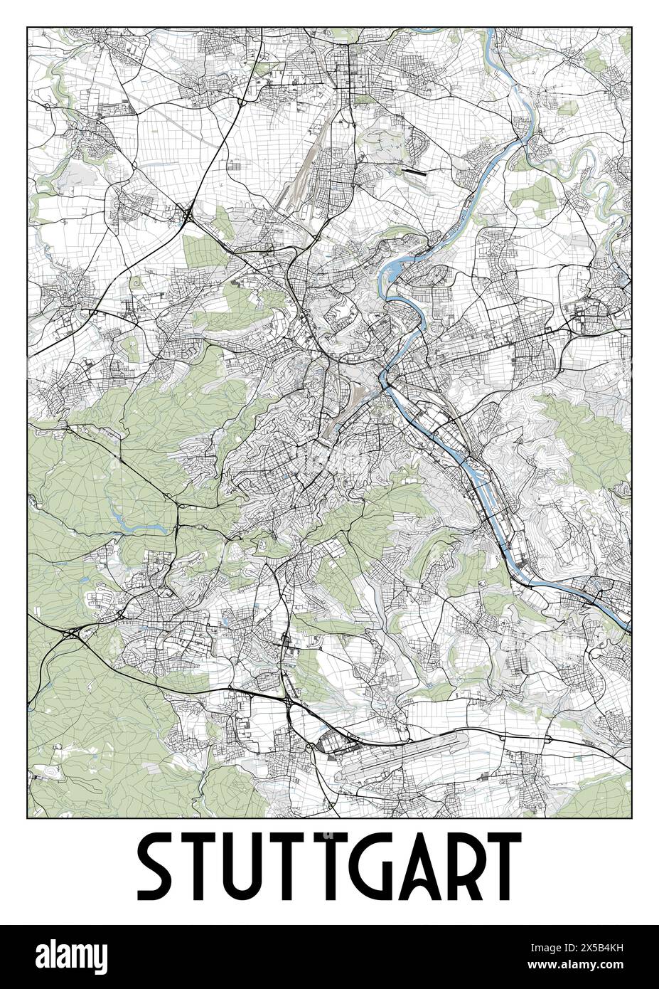 Stuttgart, Allemagne affiche cartographique Illustration de Vecteur