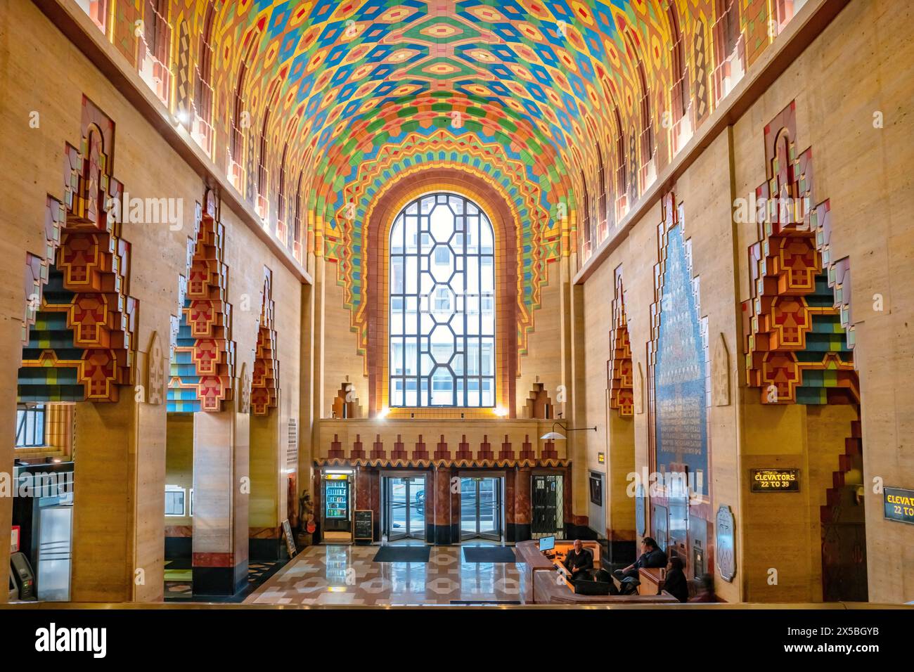 Le hall de l'emblématique édifice du Guardian de style Art déco à Detroit, Michigan, États-Unis. Il s'agit d'un bâtiment historique appartenant actuellement au comté de Wayne. Banque D'Images