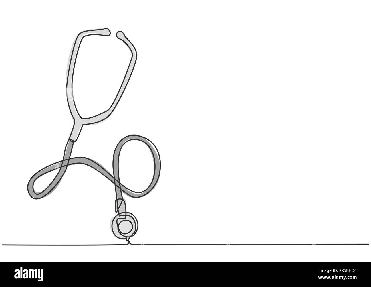 Un tracé d'une seule ligne de stéthoscope, équipement pour le médecin examinant l'état du rythme cardiaque du patient. Concept d'excellence des services de santé médicale co Illustration de Vecteur