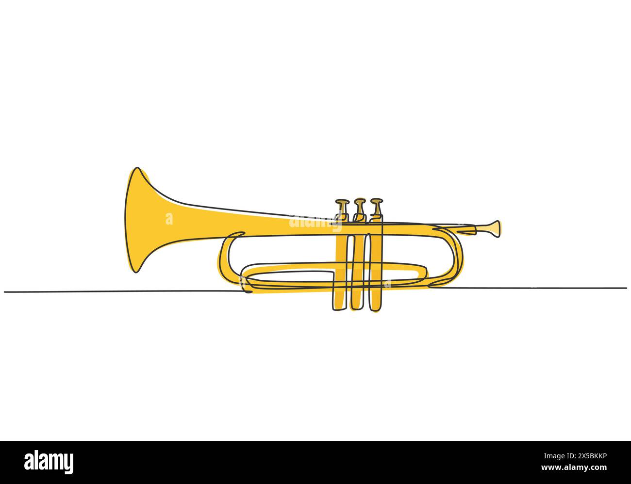 Dessin de ligne simple continue de trompette classique. Concept des instruments de musique éolienne. Illustration graphique vectorielle tendance à dessin d'une ligne Illustration de Vecteur