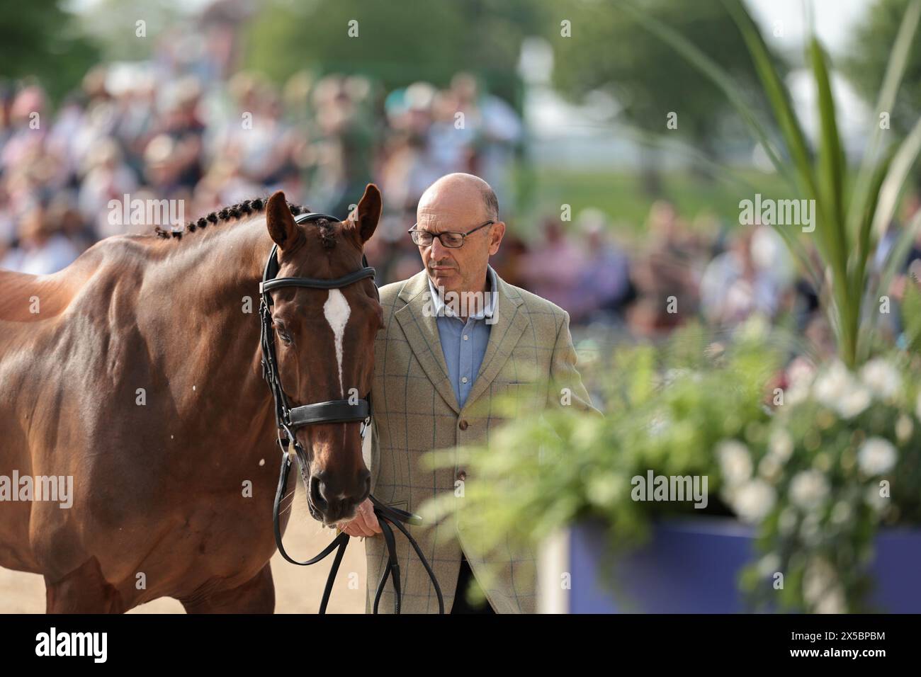 William Levett de l'Australie avec Huberthus AC lors de la première inspection de chevaux à Badminton Horse Trials le 8 mai 2024, Badminton Estate, Royaume-Uni (photo de Maxime David - MXIMD Pictures) Banque D'Images