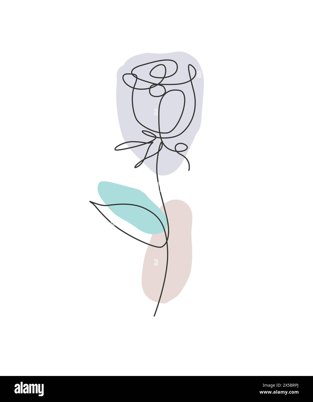 Une ligne continue dessin minimaliste beauté rouge rose fleur. Concept floral pour affiches, art mural, sac fourre-tout, étui mobile, imprimé t-shirt. Tendance o Illustration de Vecteur