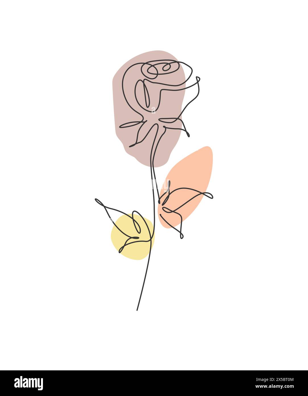 Une ligne continue dessin minimaliste beauté rouge rose fleur. Concept floral pour affiches, art mural, sac fourre-tout, étui mobile, imprimé t-shirt. Tendance o Illustration de Vecteur