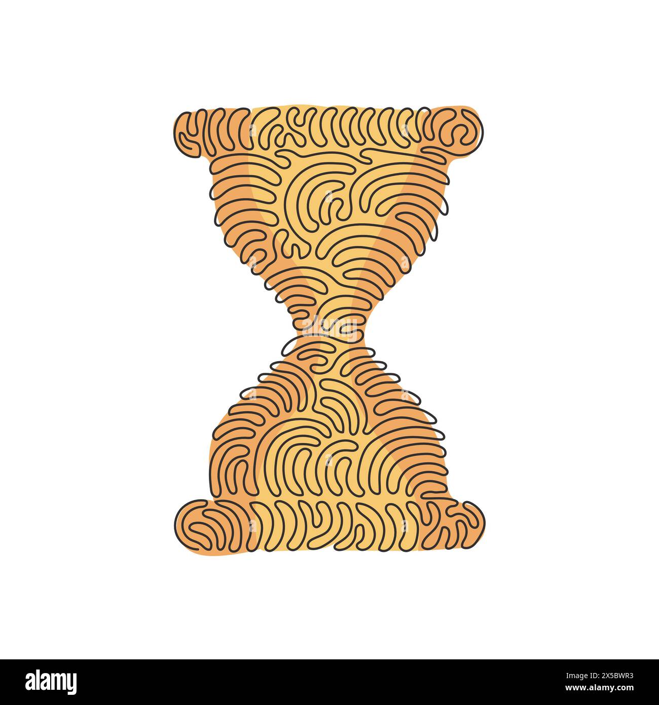 Icône de sablier de dessin d'une seule ligne. Symbole de contour pour site Web ou application mobile. Ligne mince de montre de sable pour le logo de conception. Boucles torsadées. Continue Illustration de Vecteur