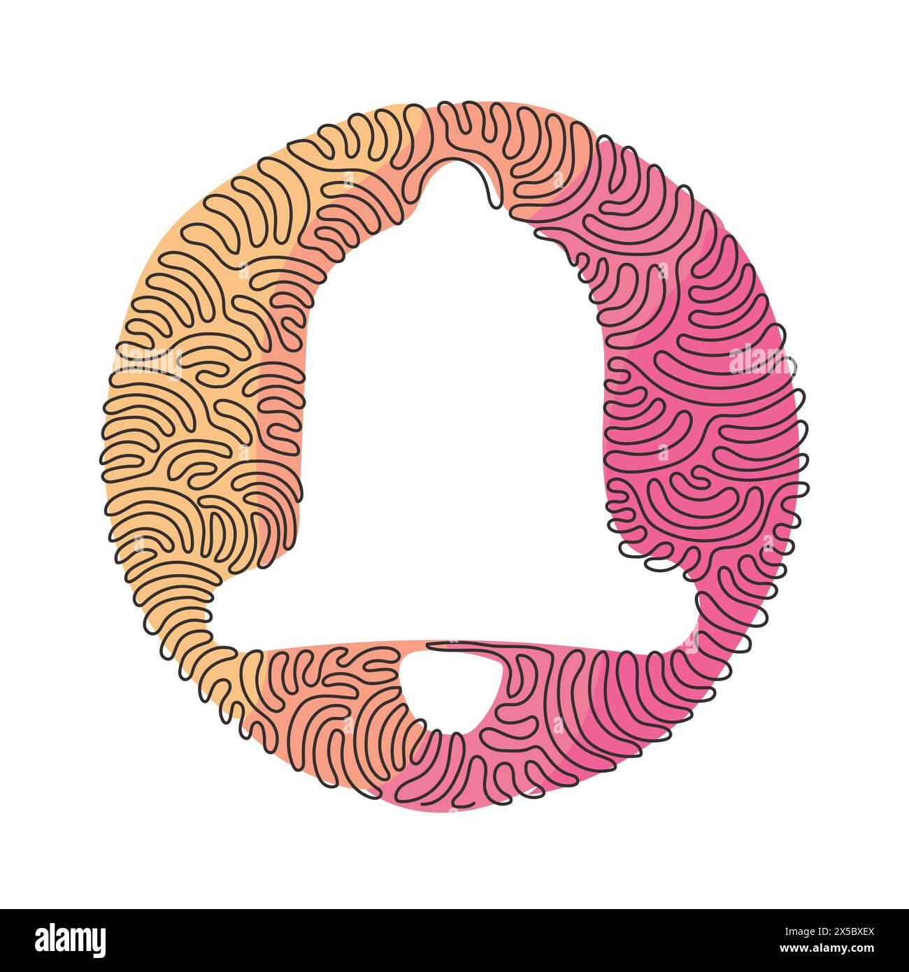 Icône de cloche de dessin de ligne continue isolée. Symbole de notification moderne, icône pour la conception de site Web, application mobile, interface utilisateur. Fond de cercle de courbure de tourbillon s Illustration de Vecteur