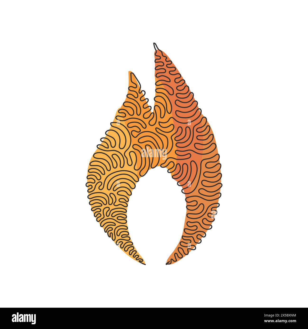 Une seule ligne continue dessinant le symbole de logo d'icône d'emoji de flamme de feu. Symbole éclairé icône simple moderne pour la conception de site Web, application mobile, ui. Boucles torsadées. Illustration de Vecteur