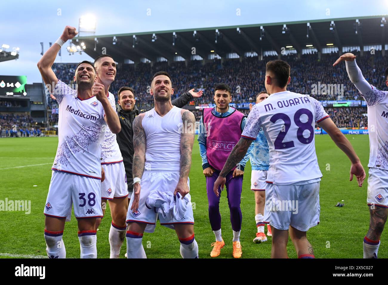 Finale Joy (Fiorentina) lors du match de l'UEFA Europa Conference League entre le Club Brugge 1-1 Fiorentina au stade Jan Breydel le 8 mai 2024 à Bruges, Belgique. Crédit : Maurizio Borsari/AFLO/Alamy Live News Banque D'Images