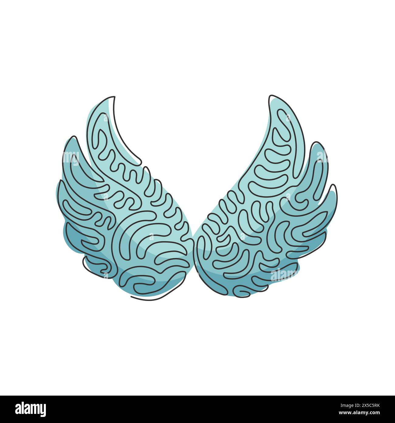 Ligne continue unique dessinant des ailes d'ange mignonnes vacances décoration romantique logo image vectorielle. Boucles torsadées. Design graphique dynamique à une ligne Illustration de Vecteur