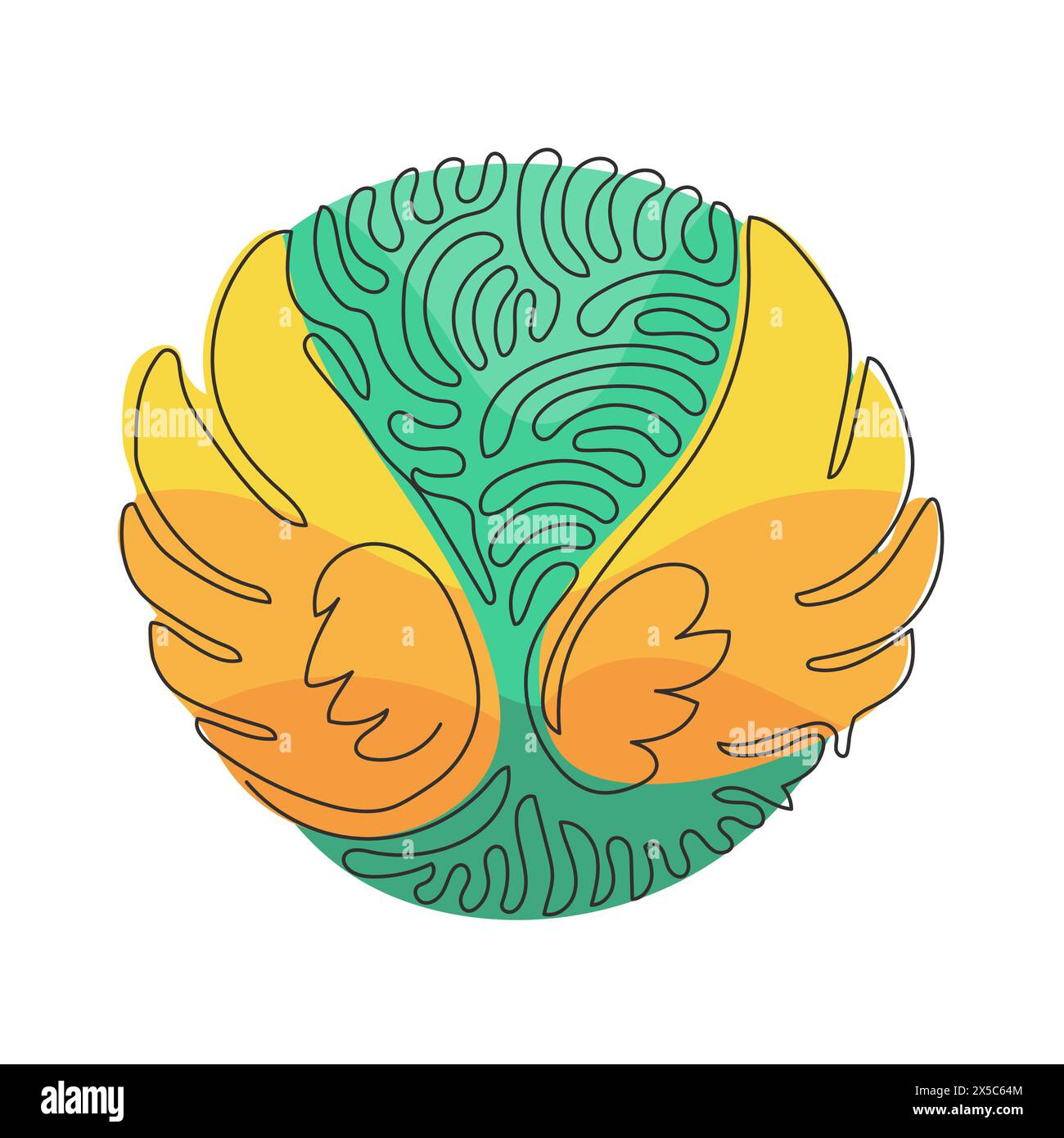 Simple une ligne dessinant des ailes d'ange mignonnes vacances décoration romantique logo image vectorielle. Style d'arrière-plan de cercle de bouclage de tourbillon. dra en ligne continue moderne Illustration de Vecteur