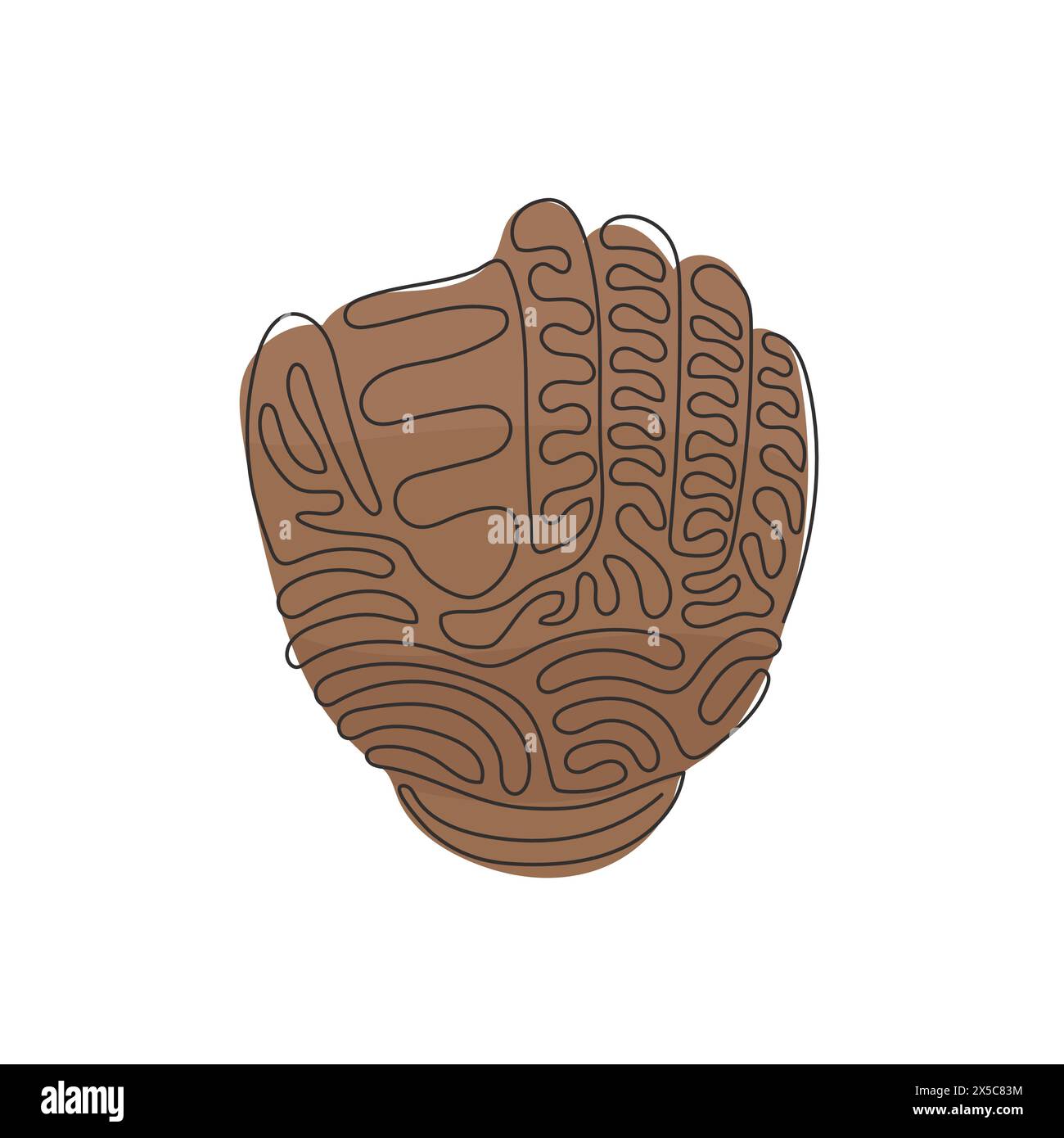 Gant en cuir de baseball à dessin continu d'une ligne pour la promotion du championnat. Tournoi de baseball. Bannière de ligue de sport d'équipe. Boucles torsadées. Simple Illustration de Vecteur