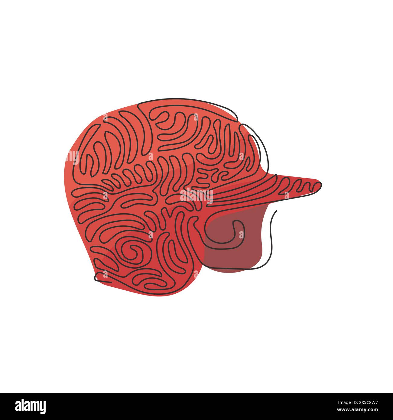 Casque de baseball a dessin continu D'une ligne. Casque pour divers sports d'équipe comme le baseball, softball et T-Ball. Sports de plein air. Boucles torsadées. Chantez Illustration de Vecteur