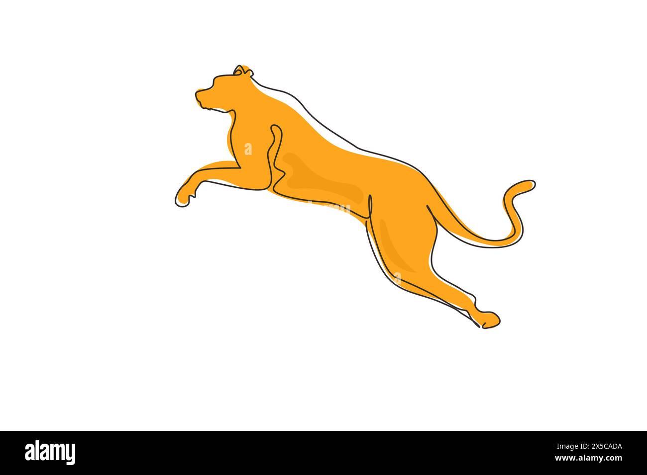 Une seule ligne continue dessinant un guépard fort saute pour l'identité du logo de l'entreprise. Concept de mascotte d'animaux Wildcat pour zoo safari national. Dynamic One Illustration de Vecteur