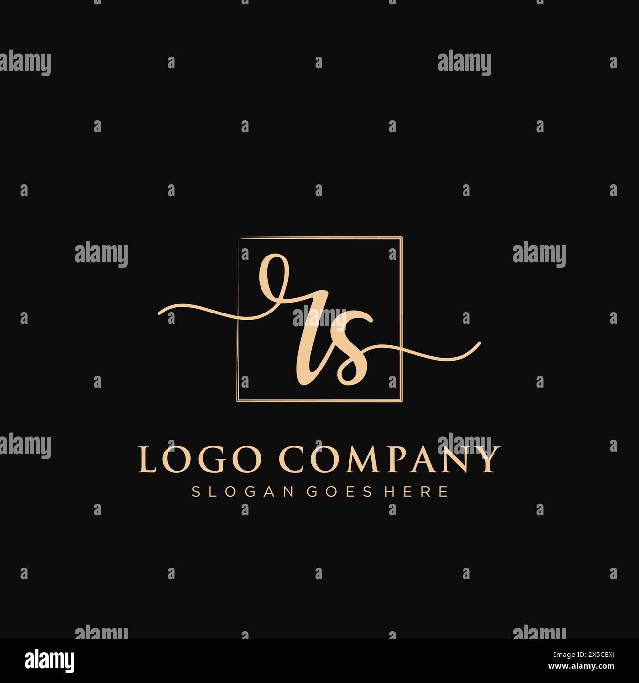 Logo RS initial d'écriture manuscrite avec rectangle Illustration de Vecteur