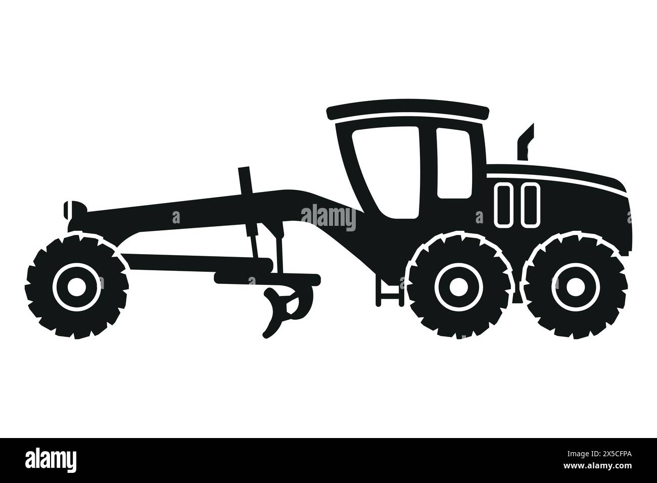 Silhouettes de niveleuse de dessins animés. Machinerie lourde pour la construction et l'exploitation minière Illustration de Vecteur