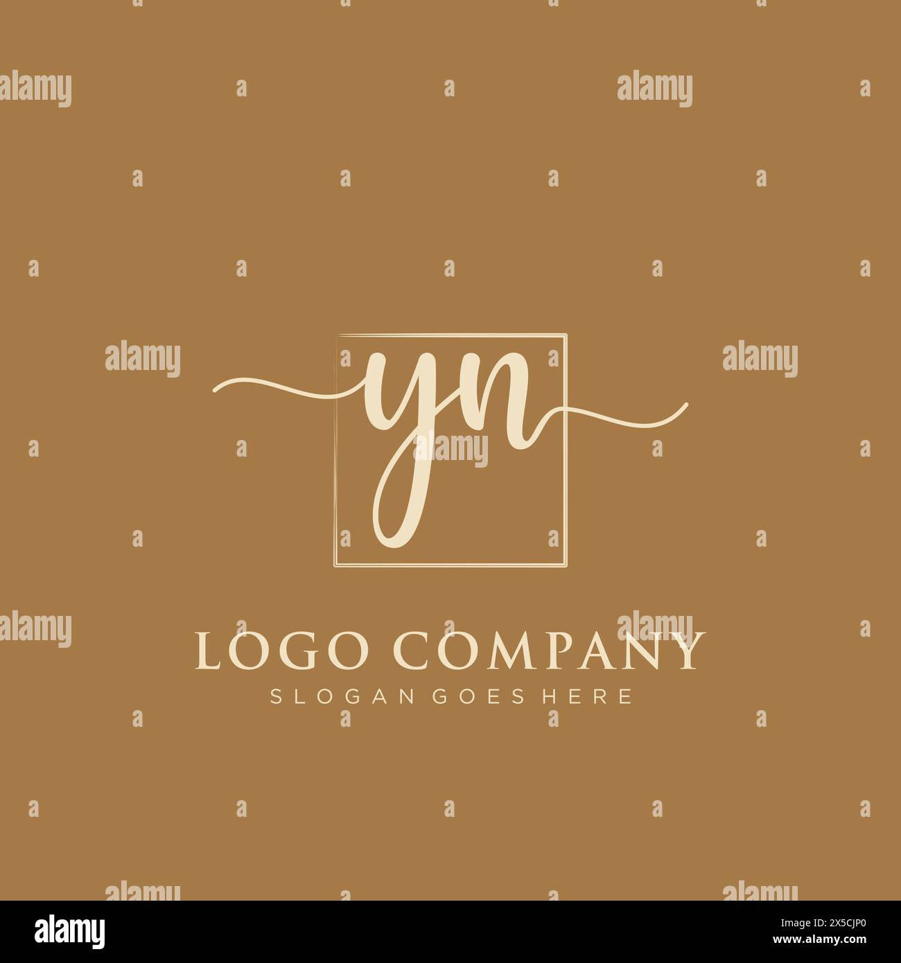 YN logo d'écriture manuscrite initiale avec rectangle Illustration de Vecteur