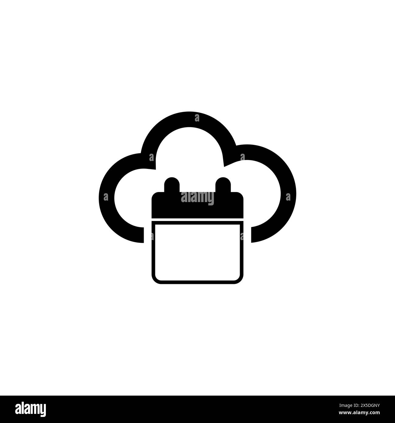 Icône vectorielle plate Cloud Calendar. Symbole solide simple isolé sur fond blanc. Modèle de conception de signe Cloud Calendar pour l'élément d'interface utilisateur Web et mobile Illustration de Vecteur