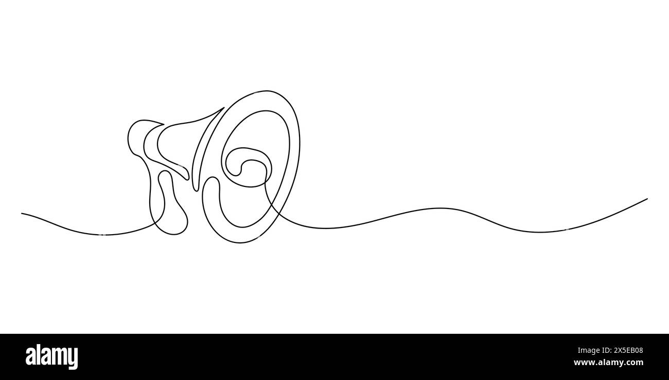 Dessin continu d'une ligne de haut-parleur mégaphone pour les nouvelles et la promotion de messager illustration vectorielle, Illustration de Vecteur